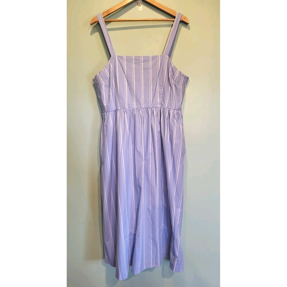 New Lt Blue Stripe Fit & Flare Midi Sundress Pockets A New Day Sz XL